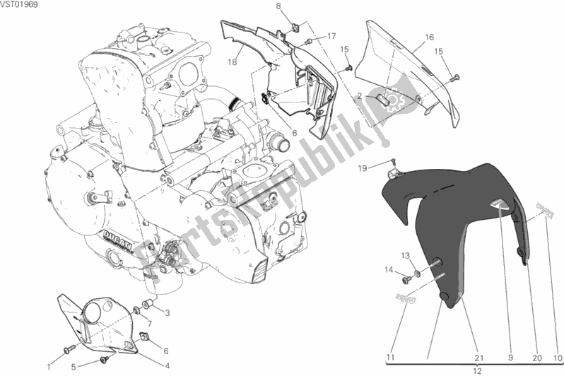 All parts for the Half Fairing of the Ducati Monster 821 Stealth 2020